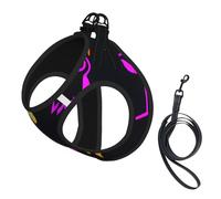 Pineapple Banana Flamingo Print Harness Leash Set For Cat Dog, Reflective Adjustable Escape-Proof Vest Lead With Soft Breathable Mesh, For Small Pets And Kitten Puppy
