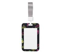 Pineapple Banana Flamingo Print Id Card Holder,Badge Holder with Lanyard,Work Pass Protector for Office Staff School Nurse