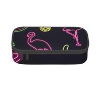 Pineapple Banana Flamingo Print Pencil Bag Pen Case, Large Capacity Stationery Pouch Pencil Holder Desk Organizer for School Office Supplies