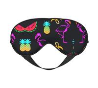 Pineapple Banana Flamingo Print Sleep Eye Mask with Adjustable Strap Soft for Airplane Travel Relax Yoga Nap Meditation
