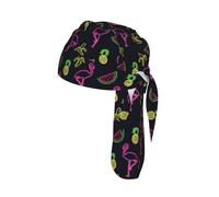 Pineapple Banana Flamingo Print Stretch Cycling Cap Quick-Drying Moisture-Wicking Breathable Headwear Elastic Sports
