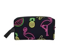 Pineapple Banana Flamingo Printed Big Capacity Storage Bag, Portable Toiletry Organizer with Secure Zipper Closure