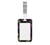 Pineapple Banana Flamingo Printed Id Badge Holder with Neck Strap Vertical Waterproof Name Card Holder for Office School