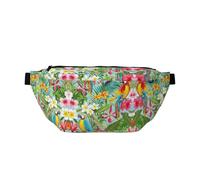Pineapple bike Multi-Purpose Fanny Pack and Crossbody Bag - High Capacity with Zipper Pockets, Ideal for Men and Women, Tropical Plants And Parrots, One Size