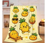 Pineapple Blanket Yellow Pineapple Throw Blanket Tropical Fruit Soft Cozy Fleece Fuzzy Stuffed Plush Flannel Gifts for Girls Women Boys Kids Adults 40''x50''