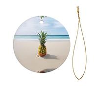 Pineapple By The Sea Christmas Ceramic Circular Pendant Is An Excellent Addition To Your Holiday Decoration