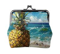 Pineapple by The Sea Print Change Purse Women's Coin Purse Small Pouches with Kiss Lock,for Coins Cards Small Items