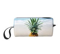 (Pineapple by The Sea) Print Compact Travel Pouch - Lightweight Handheld Organizer, 600d Oxford Fabric & Foam Padding, Gym Essentials
