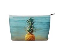 Pineapple by The Sea Print Corduroy Makeup Bags, Makeup Bag Organizer Small, Toiletry Pouch,Multifunctional Travel Makeup Bag for Women's Gift