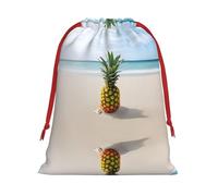 Pineapple By The Sea Print Drawstring Gift Bag With Pull Cord Closure For Gifting And Storage