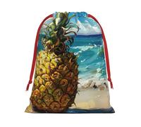 Pineapple By The Sea Print Gift Drawstring Bag Holiday Party Wedding Birthdays Wrapping Seasonal Celebrations
