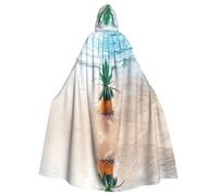 Pineapple By The Sea Print Hooded Cloak Cape Costume Robe