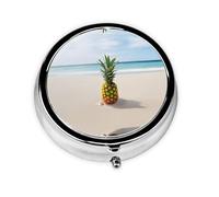 Pineapple by The Sea Print Personalised Portable Pillbox with,Mini Pillbox Compact and Convenient Pill Organiser for Storing and Organising Pills