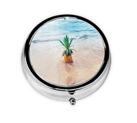 Pineapple by The Sea Print Personalised Portable Pillbox with,Mini Pillbox Compact and Convenient Pill Organiser for Storing and Organising Pills