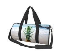 (Pineapple by The Sea) Print Round Large Travel Bag - Multi-Compartment Organizer Lightweight for Trips & Sports
