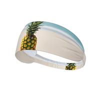 Pineapple By The Sea Print Sports Headbands For Men Women, Moisture Wicking Sweat Band Elastic Wide Hair Bands,For Running, Cycling,Gym Exercise