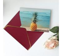 Pineapple By The Sea Printed Blank Greeting Card-Christmas Card,Thank You Cards,Party Invitation Card Festival Greeting Cards & All Occasion Dark Red
