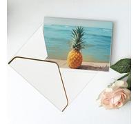 Pineapple By The Sea Printed Blank Greeting Card-Christmas Card,Thank You Cards,Party Invitation Card Festival Greeting Cards & All Occasion White