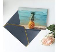 Pineapple By The Sea Printed Blank Greeting Card-Christmas Card,Thank You Cards,Party Invitation Card Festival Greeting Cards & All Occasion Black