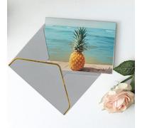 Pineapple By The Sea Printed Blank Greeting Card-Christmas Card,Thank You Cards,Party Invitation Card Festival Greeting Cards & All Occasion Light Grey