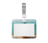 Pineapple by The Sea Printed ID Badge Holder with Lanyard, Clear Plastic Badge Holder for Work, School, Hospital, Security - Water Resistant & Dirt Proof