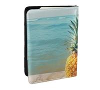 Pineapple by The Sea Printed Passport Holder - 6.5 x 4.5 Inch RFID Blocking Travel Wallet,Stylish Passport Cover,Lightweight Document Organizer for Cards