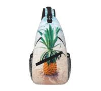 Pineapple By The Sea Unisex Chest Sling Bag With Multi-Pocket Design,Large Capacity Crossbody Bag Durable Polyester Adjustable Strap For Daily Commute Travel