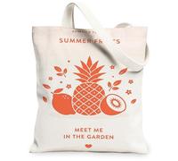 Pineapple Canvas Tote Bag for Women, Summer Tropical Lemon Kiwi Summer Orange Washable Reusable Small Tote Bag for Shopping, Orange, 13x15 Inch