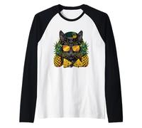 Pineapple Cat Animal Art Drawing Cat Lover Pineapples Fruit Raglan Baseball Tee