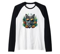 Pineapple Cat Portrait Artwork Pineapples Lover Drawing Raglan Baseball Tee
