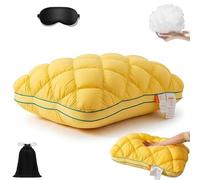 Pineapple Cloud-Like Pillow, Fluffy Soft & Supportive Balance Bed PineapplePillow, Ideal for Back and Side Sleepers, Unique Cream Puff Pillow Waffle Grid, CloudLikeBounce (1, Yellow)
