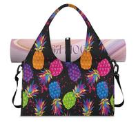 Pineapple Colorful Sports Duffle Bag with Shoe Compartment Pineapple Tropical Weekend Overnight Bags Tote Cabin Luggage Bag for Gym Yoga Travel