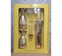 PINEAPPLE CRUSH VODKA GIFT SET WITH TWO PINEAPPLE GLASSES AND TWO STRAWS