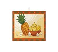 Pineapple Dish Drying Mats for Kitchen Counter, Bright Yellow Fruit Absorbent Dish Drainer Mat, Tropical Floral Microfiber Drying Pad for Kitchen Bar Protector 16x18 Inch