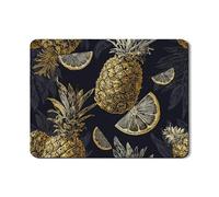 Pineapple Dish Drying Mats For Kitchen Counter, Vintage Tropical Gold Absorbent Rubber Dish Drainer Mat, Summer PU Leather Drying Pad For Coffee Bar 18x24 Inch
