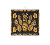 Pineapple Dish Drying Mats for Kitchen, Yellow Pineapple Absorbent Dish Drainer Mat, Tropical Floral Microfiber Drying Pad for Kitchen Counter 16x18 Inch