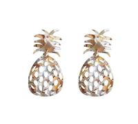 Pineapple Earrings Sweet Pineapple Fruit Rustic Style Mori Simple Small Fruit Summer Jewelry Gift Large Earrings (Grey, One Size)