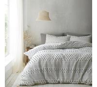 Pineapple Elephant Aisha Tufted Spot Double Duvet Cover Set with Pillowcases White