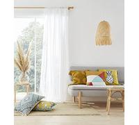 Pineapple Elephant Aletta Tufted Stripe 55x72 Inch Tab Top Voile Curtain Panel White