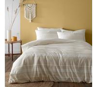 Pineapple Elephant Bedding Cairns Tufted Cotton Jacquard Double Duvet Cover Set with Pillowcases White / Ochre