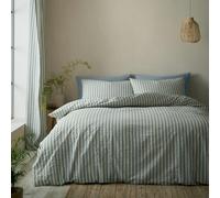 Pineapple Elephant Cotton Rich Woven Stripe Duvet Cover Set Blue - Single - Blue