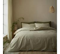Pineapple Elephant Cotton Rich Woven Stripe Duvet Cover Set Green - King - Green