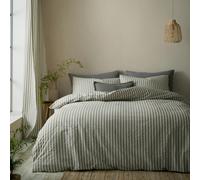 Pineapple Elephant Cotton Rich Woven Stripe Duvet Cover Set Grey - Super King - Grey