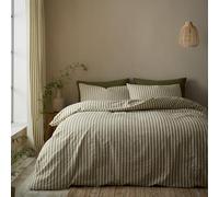 Pineapple Elephant Cotton Rich Woven Stripe Super King Duvet Cover Set with Pillowcases Green