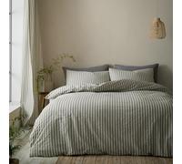 Pineapple Elephant Cotton Rich Woven Stripe Super King Duvet Cover Set with Pillowcases Grey