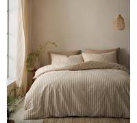 Pineapple Elephant Cotton Rich Woven Stripe Super King Duvet Cover Set with Pillowcases Natural
