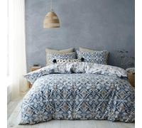 Pineapple Elephant Inara Ikat Reversible King Duvet Cover Set with Pillowcases Indigo Blue
