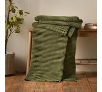 Pineapple Elephant Jaipur Chunky Waffle 150x200cm Blanket Throw Olive Green | Cotton