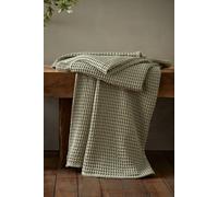 Pineapple Elephant 'Jaipur Chunky Waffle' Cotton Blanket Throw in Green | Size: 150 cm × 200 cm Pineapple Elephant Green 150 cm × 200 cm