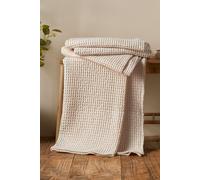 Pineapple Elephant 'Jaipur Chunky Waffle' Cotton Blanket Throw in Natural | Size: 150 cm × 200 cm Pineapple Elephant Natural 150 cm × 200 cm